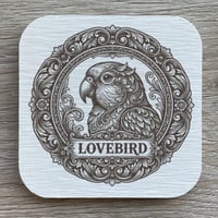 コザクラインコの紋章コースター 4枚セット アンティーク調（珪藻土配合）