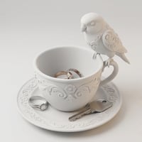 インコ（サザナミインコ）のアクセサリートレイ 小物入れ マットホワイト