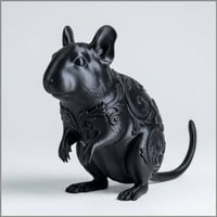 デグーの置物 全身オブジェ ルネサンス装飾 シルクブラック