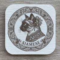 猫（シャム猫）の紋章コースター 4枚セット アンティーク調（珪藻土配合）