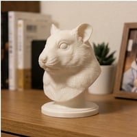 キンクマハムスターの3Dプリント胸像 白PLA 彫刻 置物 インテリア