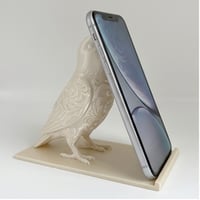 インコ（アレクサンドリンインコ）のスマホスタンド 卓上 シルクホワイト