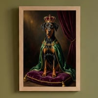 犬（ドーベルマン）のルネサンス風肖像画 油絵風アートA4額装インテリア壁掛け