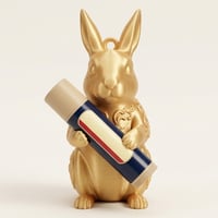 うさぎ（ダッチ）の3Dプリント リップケース シルクゴールド キーホルダー