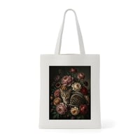 猫（アメリカンショートヘア）トートバッグ 花の油絵風アート キャンバス地
