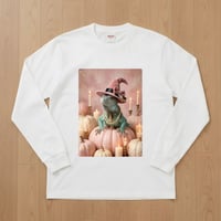 イグアナ（ブルーイグアナ）長袖Tシャツ ハロウィン限定 ホワイト 男女兼用