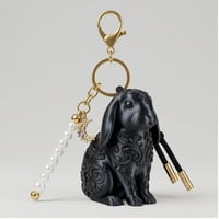 うさぎ（フレンチロップ）のキーホルダー ミニチュア シルクブラック