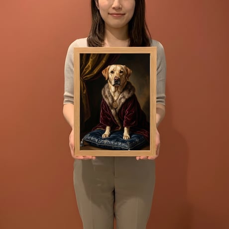 犬（ラブラドールレトリバー）のルネサンス風肖像画 A4額装インテリア壁掛け