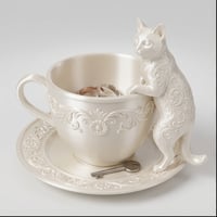 猫（ターキッシュアンゴラ）のアクセサリートレイ 小物入れ シルクホワイト