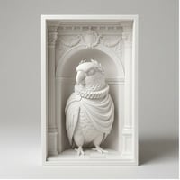 インコ（ウロコインコ）の3Dプリント ブックヌーク 白PLA 本棚インテリア