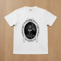 ミニチュアダックスフンド半袖Tシャツ ルネサンス風モノクロ ホワイト 男女兼用