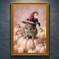 デグーのハロウィン限定アート A4金縁額装インテリア壁掛け