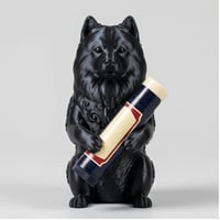 犬（サモエド）の3Dプリント リップケース シルクブラック キーホルダー