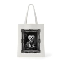 犬（マルチーズ）トートバッグ ルネサンス風モノクロアート 額縁デザイン