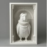 インコ（アカハラインコ）の3Dプリント ブックヌーク 白PLA 本棚インテリア
