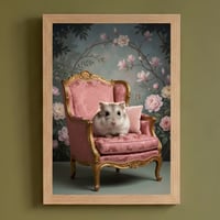 ハムスター（ウィンターホワイトハムスター）のロココ調アート A4額装