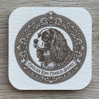 犬（キャバリア）の紋章コースター 4枚セット アンティーク調（珪藻土配合）