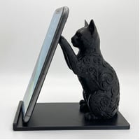 猫（オシキャット）のスマホスタンド 卓上 シルクブラック