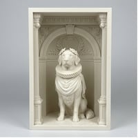 犬（ゴールデンレトリバー）の3Dプリント ブックヌーク 白PLA 本棚インテリア