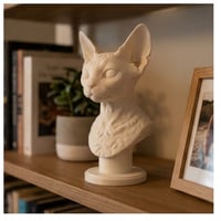 猫（デボンレックス）の3Dプリント胸像 白PLA 彫刻 置物 インテリア