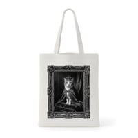 猫（マンチカン）トートバッグ ルネサンス風モノクロアート 額縁デザイン