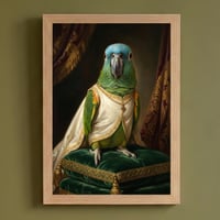 インコ（アオボウシインコ）のルネサンス風肖像画 A4額装インテリア壁掛け