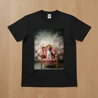 犬（ビーグル）半袖Tシャツ ロココ調シャビーピンク ブラック 男女兼用