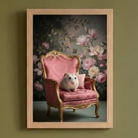 ハムスター（パールホワイトハムスター）のロココ調アート A4額装インテリア壁掛け