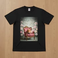 ゴールデンハムスター半袖Tシャツ ロココ調シャビーピンク ブラック 男女兼用