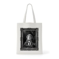 うさぎ（ミニロップ）トートバッグ ルネサンス風モノクロアート 額縁デザイン