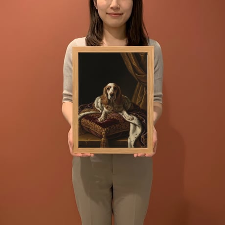 犬（コッカースパニエル）のルネサンス風肖像画 A4額装インテリア壁掛け