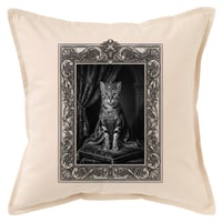猫（オシキャット）クッション 45cm ルネサンス風モノクロアート 額縁デザイン