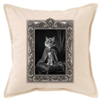 猫（ラグドール）クッション 45cm ルネサンス風モノクロアート 額縁デザイン