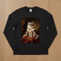 猫（ラグドール）長袖Tシャツ ルネサンス風カラーアート ブラック 男女兼用