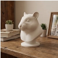 ウィンターホワイトハムスターの3Dプリント胸像 白PLA 彫刻 置物 インテリア