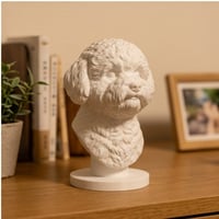 犬（ビションフリーゼ）の3Dプリント胸像 白PLA 彫刻 置物 インテリア