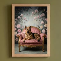 犬（ジャーマンシェパード）のロココ調アート A4額装インテリア壁掛け