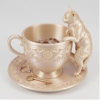 猫（バリニーズ）のアクセサリートレイ 小物入れ シルクゴールド