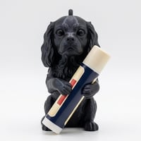 犬（キャバリア）の3Dプリント リップケース シルクブラック キーホルダー