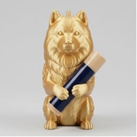 犬（サモエド）の3Dプリント リップケース シルクゴールド キーホルダー