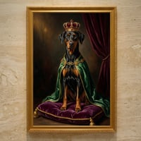 犬（ドーベルマン）のルネサンス風肖像画 油絵風アートA3額装インテリア壁掛け