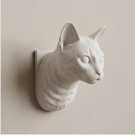 猫（ベンガル）の壁掛けレリーフ 3Dプリント 白PLA インテリア