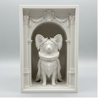 犬（パピヨン）の3Dプリント ブックヌーク 白PLA 本棚インテリア