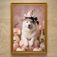 犬（サモエド）のハロウィン限定アート A3額装インテリア壁掛け