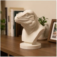 イグアナ（サイイグアナ）の3Dプリント胸像 白PLA 彫刻 置物 インテリア