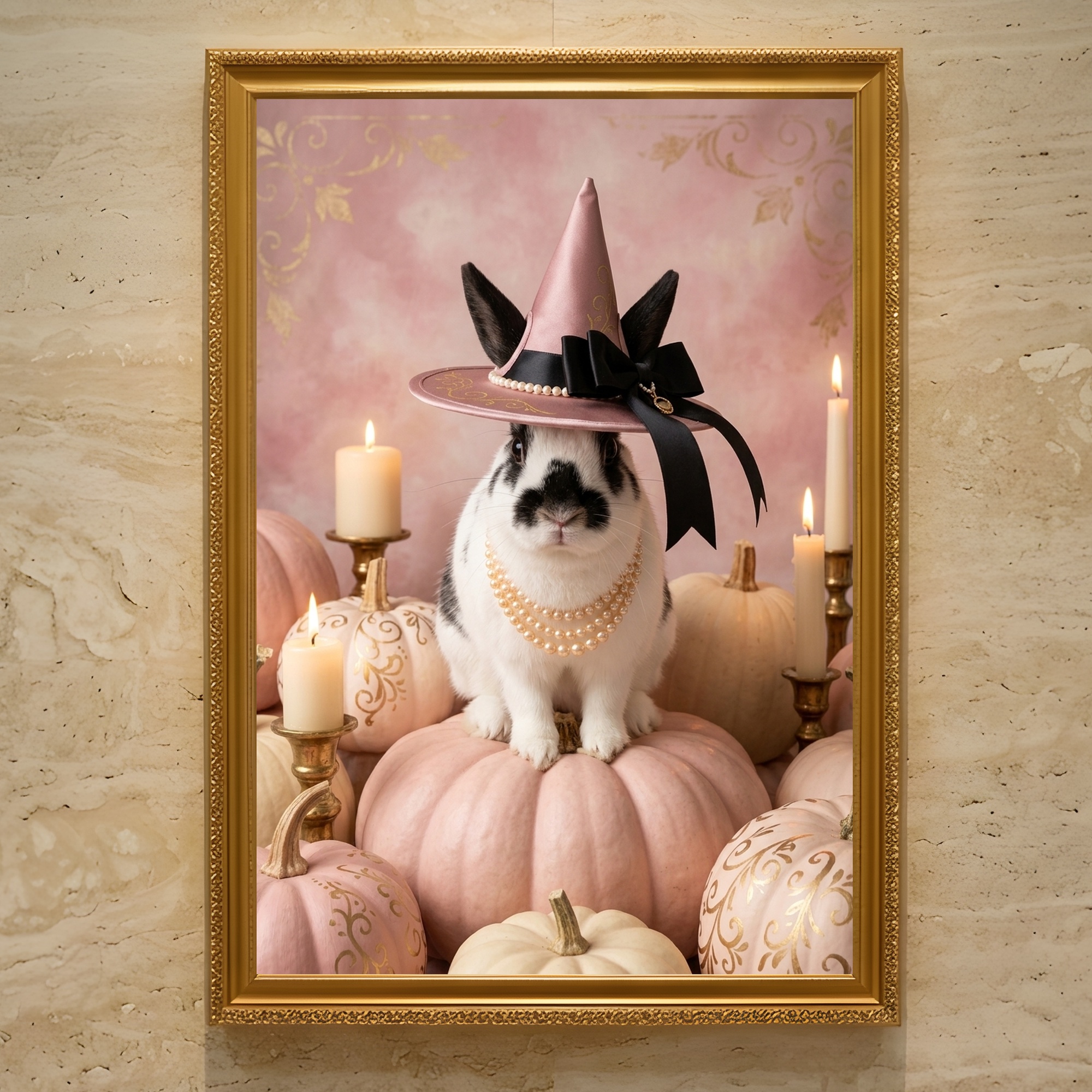 うさぎ（ヒマラヤン）のハロウィン限定アート A3額装インテリア壁掛け
