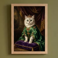 猫（チンチラペルシャ）のルネサンス風肖像画 油絵風アートA4額装インテリア壁掛け