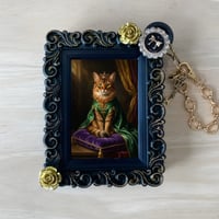 猫（ソマリ）バッグチャーム ルネサンス風 ブラック額縁デザイン