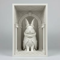 うさぎ（ライオンヘッド）の3Dプリント ブックヌーク 白PLA 本棚インテリア