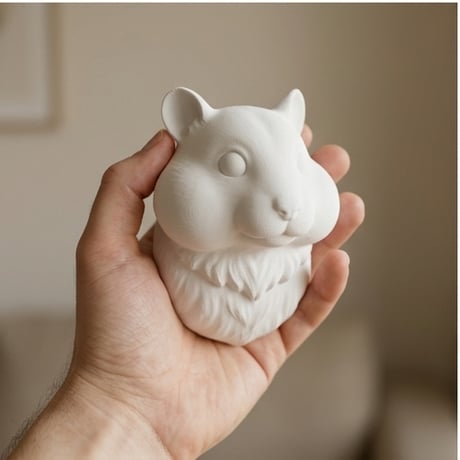 ファンシーハムスターの壁掛けレリーフ 3Dプリント 白PLA インテリア